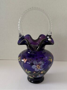 VINTAGE Fenton Art Glass Mulberry Basket,